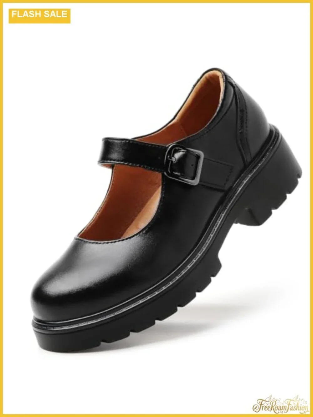Women's Mary Jane Platform Shoes Chunky Heel Leather Memory Foam Buckle